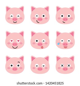 Cute pig vector illustration. Funny animals collection. - Vector