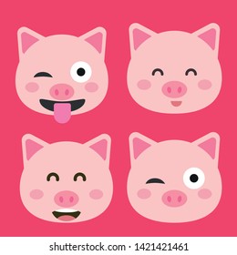 Cute pig vector illustration. Funny animals collection. - Vector