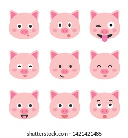 Cute pig vector illustration. Funny animals collection. - Vector