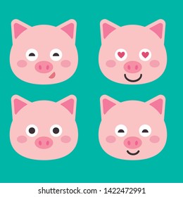 Cute pig vector illustration. Funny animals collection. - Vector