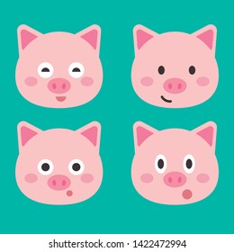 Cute pig vector illustration. Funny animals collection. - Vector
