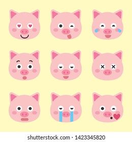 Cute pig vector illustration. Funny animals collection. - Vector
