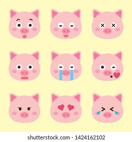 Cute pig vector illustration. Funny animals collection. - Vector