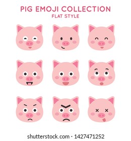 Cute pig vector illustration. Funny animals collection. - Vector