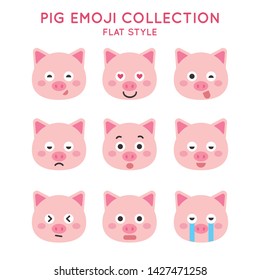 Cute pig vector illustration. Funny animals collection. - Vector