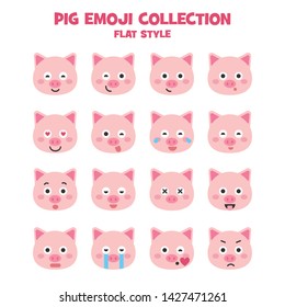 Cute pig vector illustration. Funny animals collection. - Vector