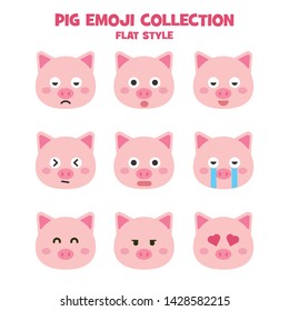 Cute pig vector illustration. Funny animals collection. - Vector