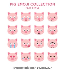 Cute pig vector illustration. Funny animals collection. - Vector