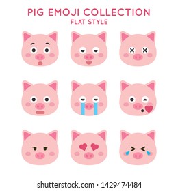 Cute pig vector illustration. Funny animals collection. - Vector