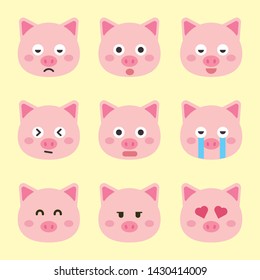 Cute pig vector illustration. Funny animals collection. - Vector