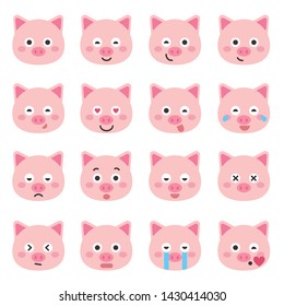 Cute pig vector illustration. Funny animals collection. - Vector