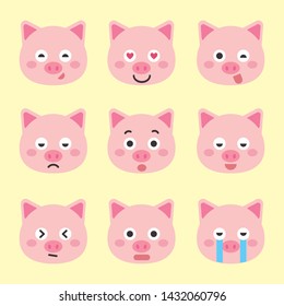 Cute pig vector illustration. Funny animals collection. - Vector