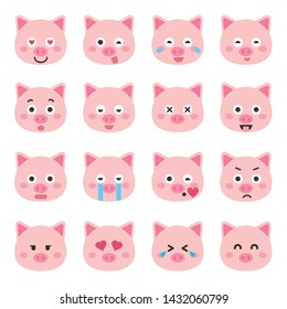 Cute pig vector illustration. Funny animals collection. - Vector