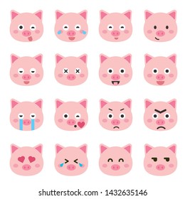 Cute pig vector illustration. Funny animals collection. - Vector