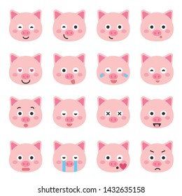 Cute pig vector illustration. Funny animals collection. - Vector