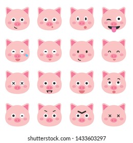 Cute pig vector illustration. Funny animals collection. - Vector