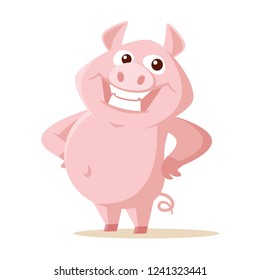 Cute pig Vector illustration isolated on white background