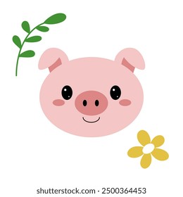 Cute pig vector illustration. Isolated on white background