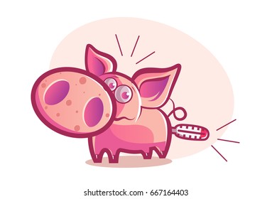 Cute Pig. Vector Illustration. Isolated on white background.