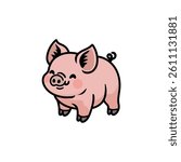 Cute Pig Vector Image, Pork Symbol Image Vector, Piglet Vector Image, Animal Pig Image Cartoon, Happy Pig Illustration Vector.