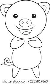 Cute Pig Vig Line Art 