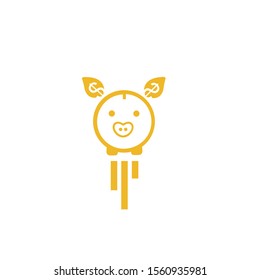 cute pig vector logo, Logo for buttons, websites, mobile apps and other design needs. Vector image of contour label 