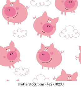 Cute pig vector print