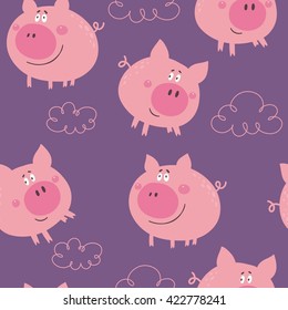 Cute pig vector print