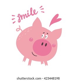 Cute pig vector print