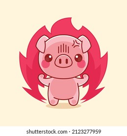 Cute pig is very angry