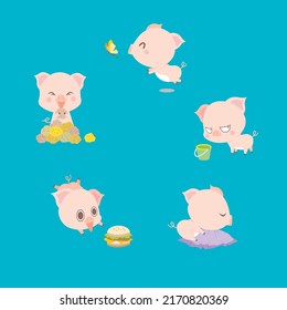 A cute pig who likes butterflies, potatoes, hamburgers, and cushions
