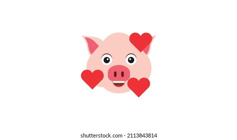 Cute pig winking and smiling