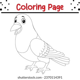 Cute Pigeon Bird cartoon coloring page illustration vector. Bird coloring book for kids.