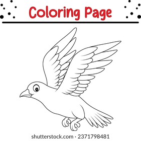 Cute pigeon Bird coloring page. black and white vector illustration for a coloring book.