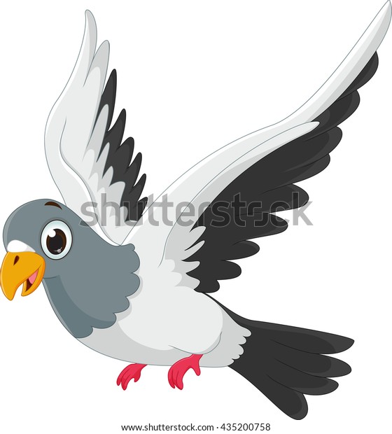 Cute Pigeon Cartoon Flying Stock Vector (Royalty Free) 435200758