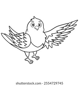 Cute pigeon cartoon waving wings