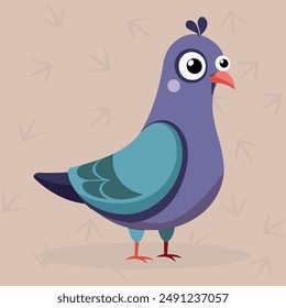 Cute Pigeon character. Vector flat cartoon character illustration icon. Pigeon, dove concept. Cartoon urban gray blue dove in flat design style. Illustration of bird animal, dove with wings