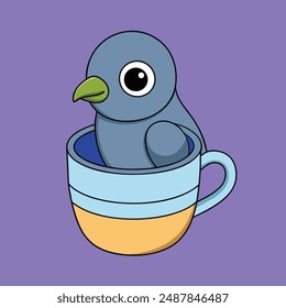 Cute Pigeon Illustration Icon - High-Quality Graphics for Print.dorable pigeon illustration icon, perfect for digital project