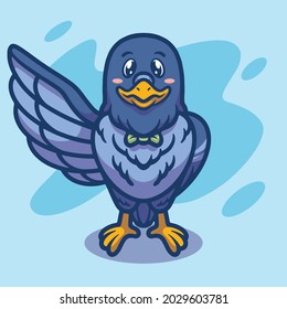 Cute pigeon mascot illustration design
