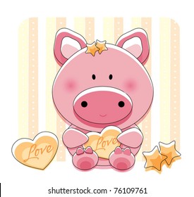 Cute piggy with background design