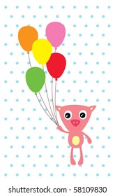 cute piggy with balloon