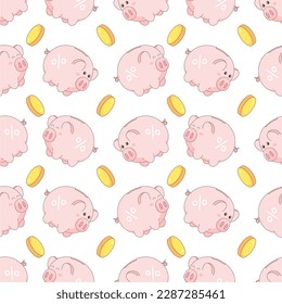 Cuadros de piggys sin soldadura de imagen vectorial de patrón