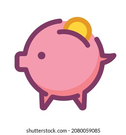 Cute piggy bank vector illustration logo icon clipart