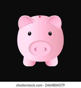 cute piggy bank vector illustration on black background