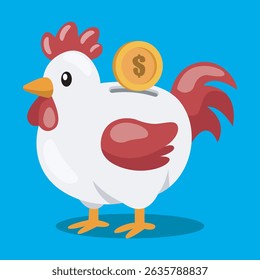 Cute piggy bank vector in the shape of a rooster
