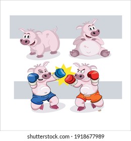 CUTE PIGGY BOXING VEKTORKARTOFFEL