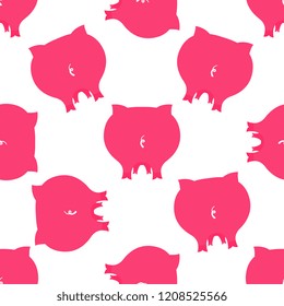 Cute piggy butt seamless pattern. Decor for 2019 Chinese New Year.