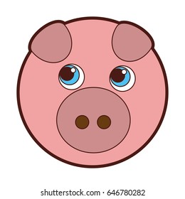 cute piggy character icon