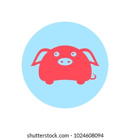 Cute Piggy Circular Icon Vector Illustration Graphic Design