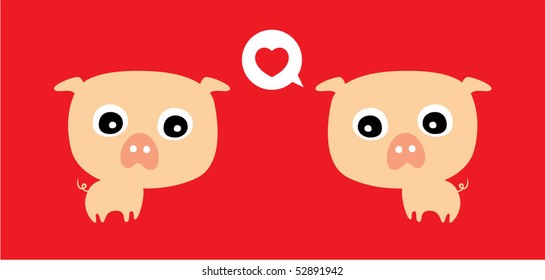 cute piggy couple love tag